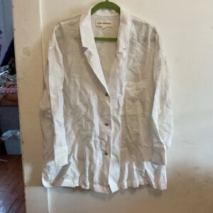 Mara Hoffman White Linen Relaxed Button-Front Blouse